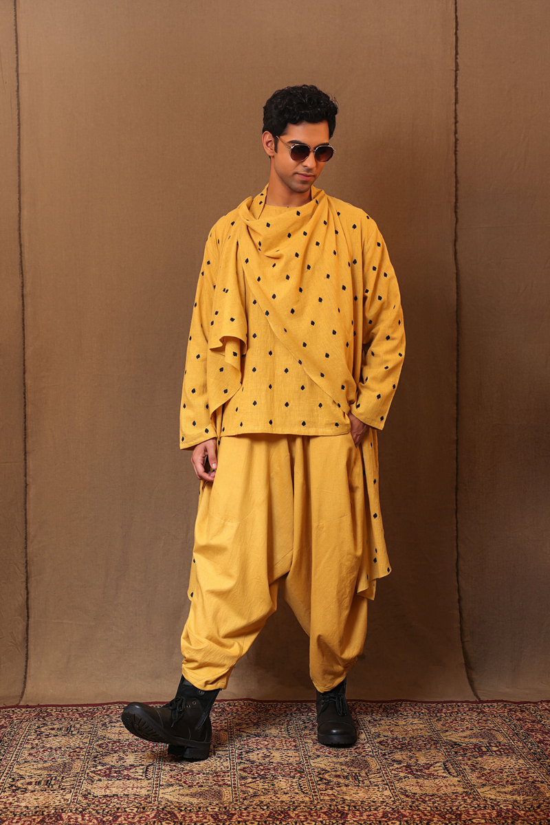 Mustard Spade EMB Men's Short Kurta