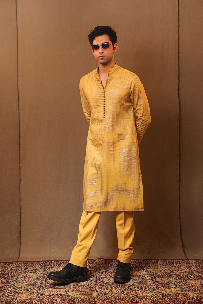 Mustard STR Buttoned Kurta