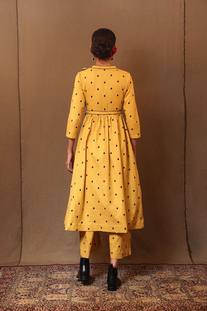 Mustard Club EMB Rakha Set (3 PCS) 100% cotton by Mati in mustard color for women Worldwide