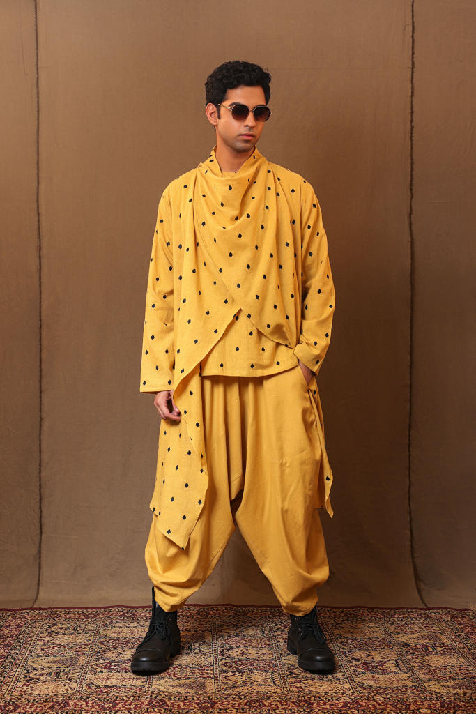 Mustard Spade EMB Men's Short Kurta