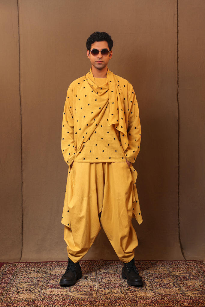 Mustard Spade EMB Men's Short Kurta