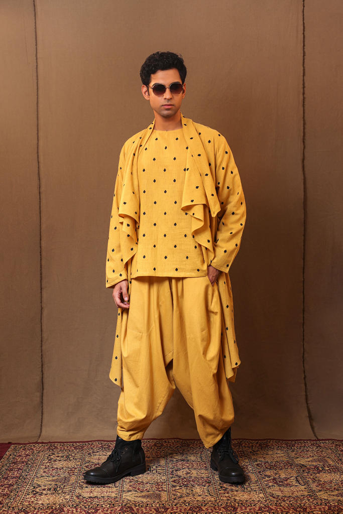 Mustard Spade EMB Men's Short Kurta
