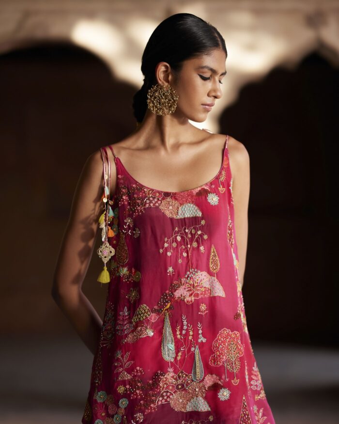 Nadira Magenta Sharara Set by Rajiramniq for women Worldwide