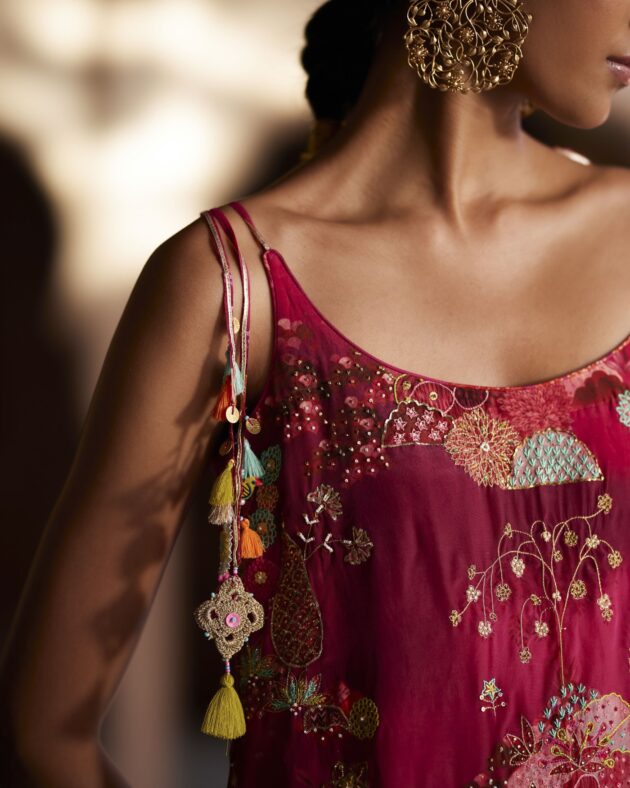 Nadira Magenta Sharara Set by Rajiramniq for women Worldwide