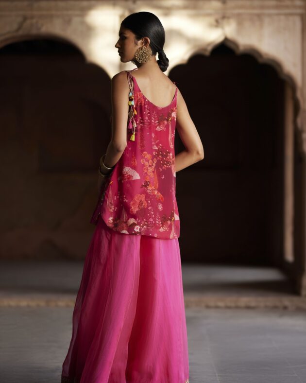 Nadira Magenta Sharara Set by Rajiramniq for women Worldwide