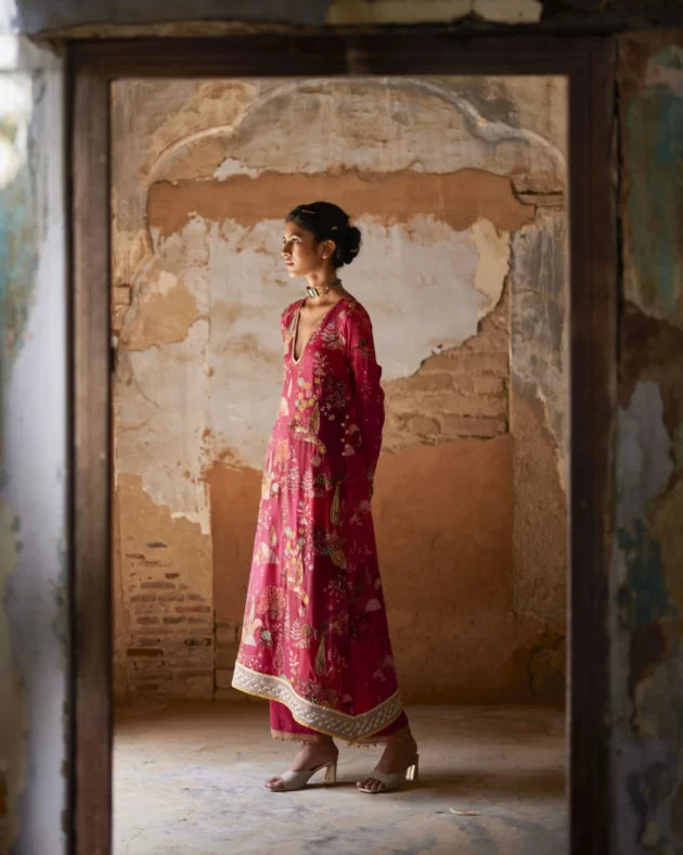 Nadira Magenta Kurta Set by Rajiramniq for women Worldwide