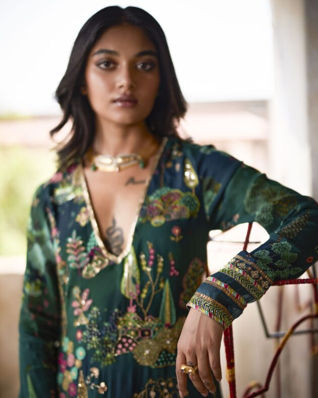 Nadira Teal Kurta Set by Rajiramniq in teal color for women Worldwide