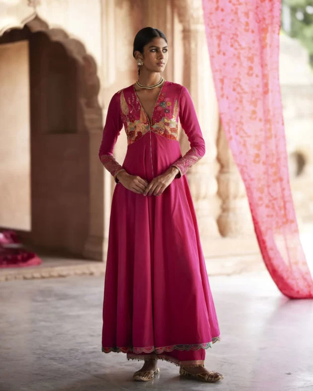 Nadira Magenta Anarkali Set by Rajiramniq for women Worldwide