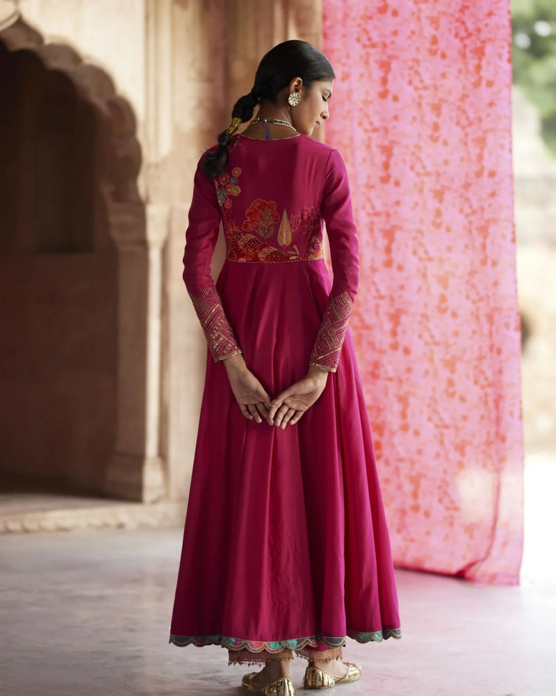 Nadira Magenta Anarkali Set by Rajiramniq for women Worldwide
