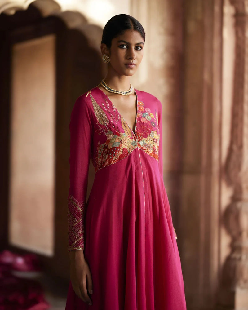 Nadira Magenta Anarkali Set by Rajiramniq for women Worldwide