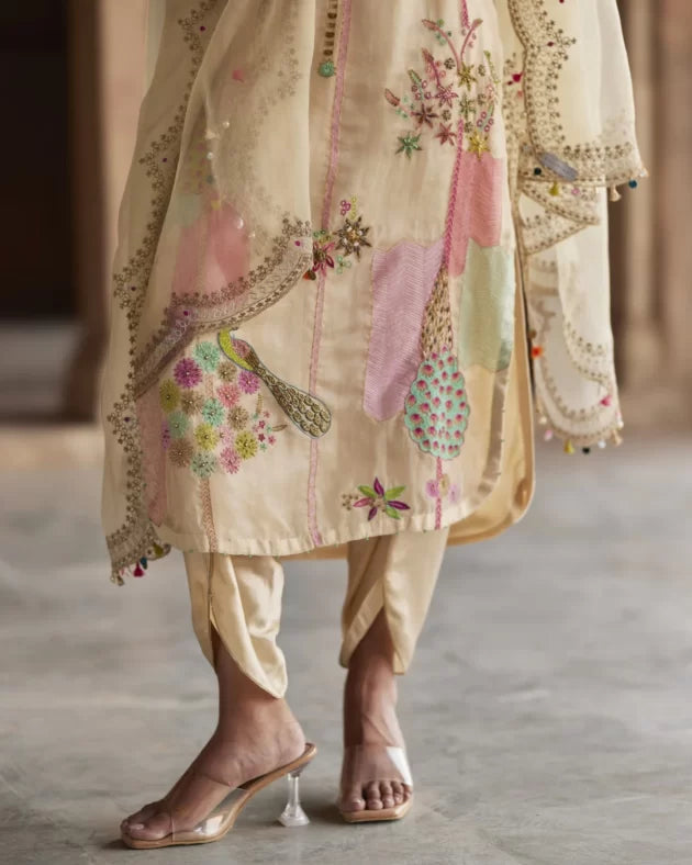 Nadira Ivory Organza Kurta Set organza by Rajiramniq in ivory color for women Worldwide