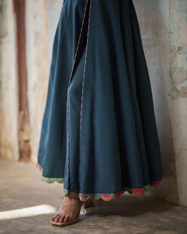Nadira Teal Anarkali Set by Rajiramniq in teal color for women Worldwide