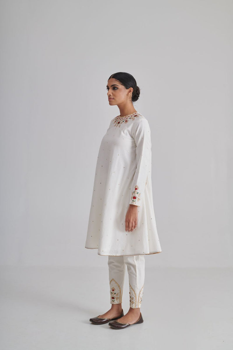 NAINA & AHALYA KURTA & PANT cotton by Rashika Mittal in ivory color for women Worldwide