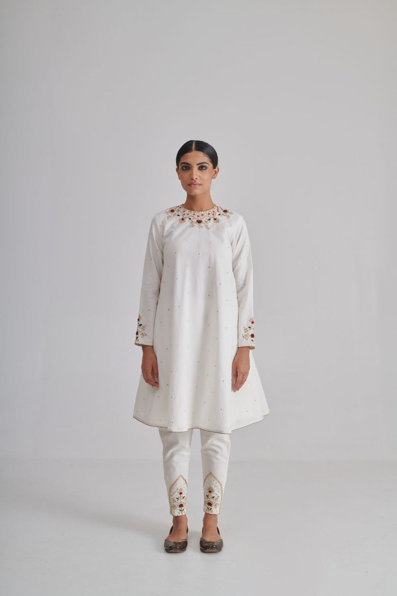 NAINA & AHALYA KURTA & PANT cotton by Rashika Mittal in ivory color for women Worldwide