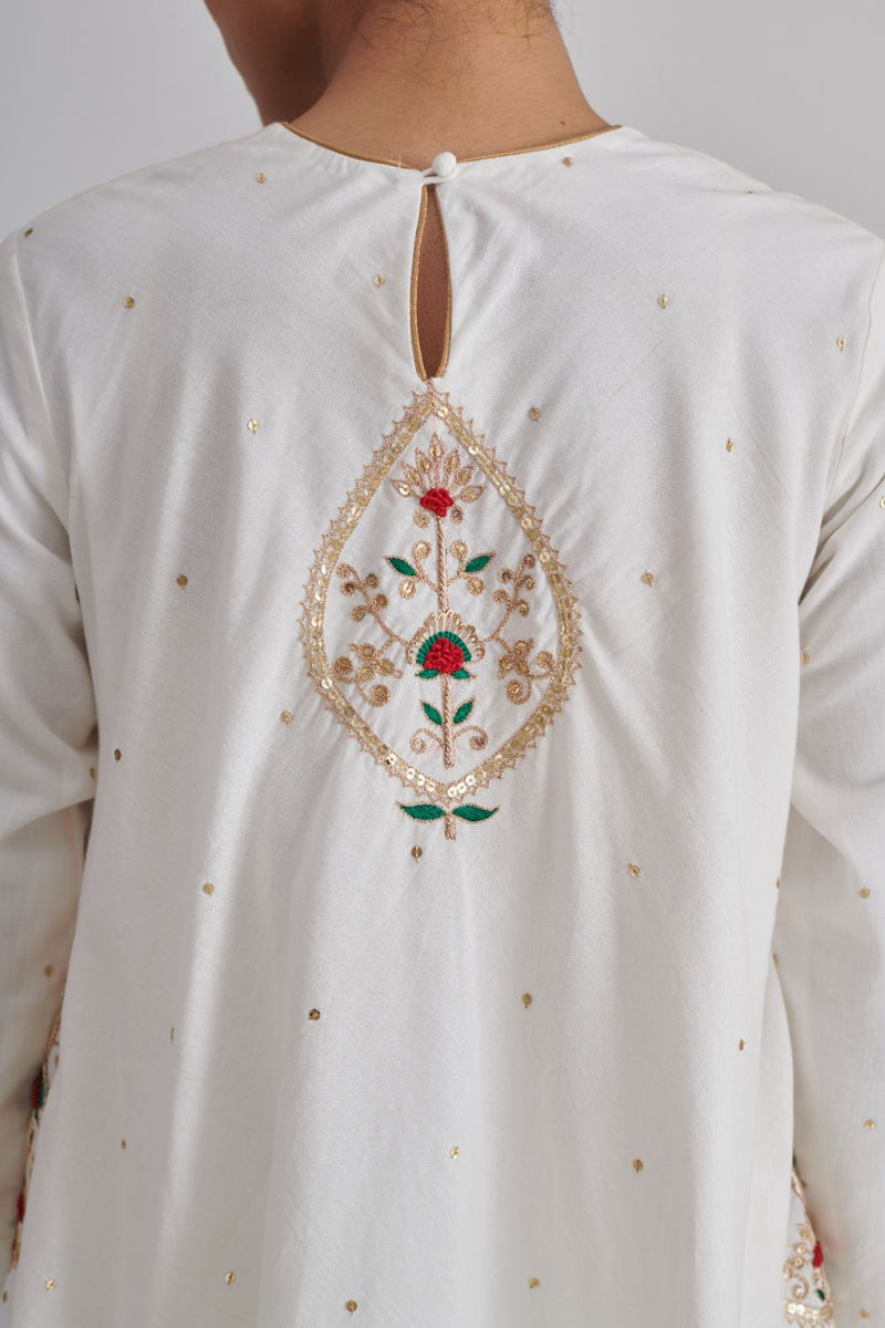 NAINA & AHALYA KURTA & PANT cotton by Rashika Mittal in ivory color for women Worldwide