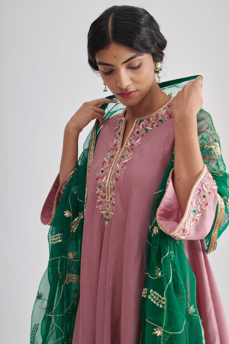 NAIRA DUPATTA organza by Rashika Mittal in green color for women Worldwide