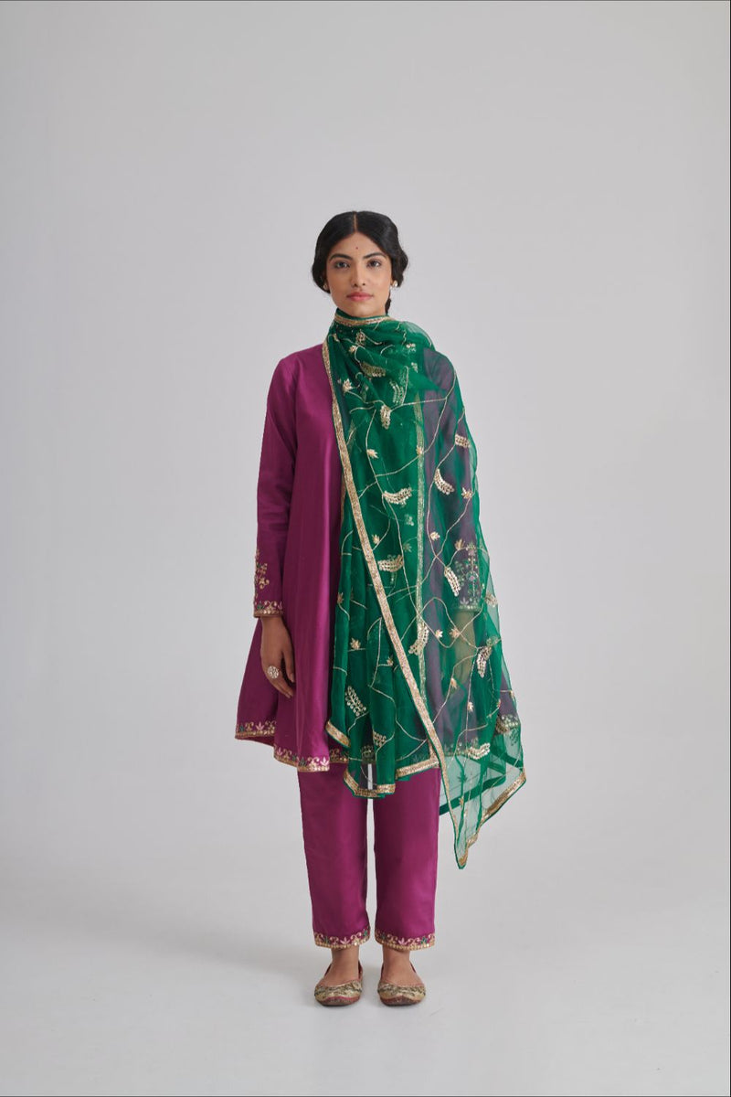 NAIRA DUPATTA organza by Rashika Mittal in green color for women Worldwide