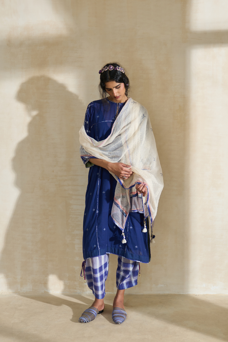 Nancy Kurta cotton by SWATTI KAPOOR in blue color for women Worldwide
