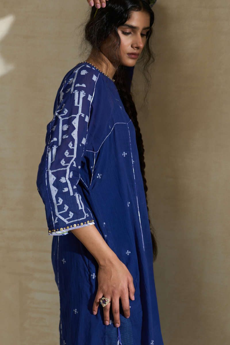 Nancy Kurta cotton by SWATTI KAPOOR in blue color for women Worldwide