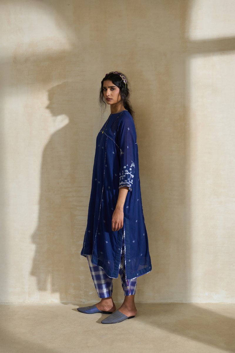 Nancy Kurta cotton by SWATTI KAPOOR in blue color for women Worldwide