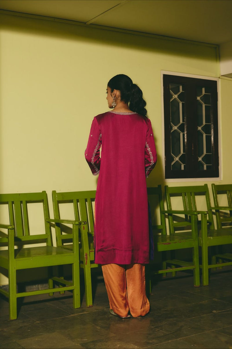 NAUREH & SUHAIL KURTA & PANT satin by Rashika Mittal in multi color for women Worldwide