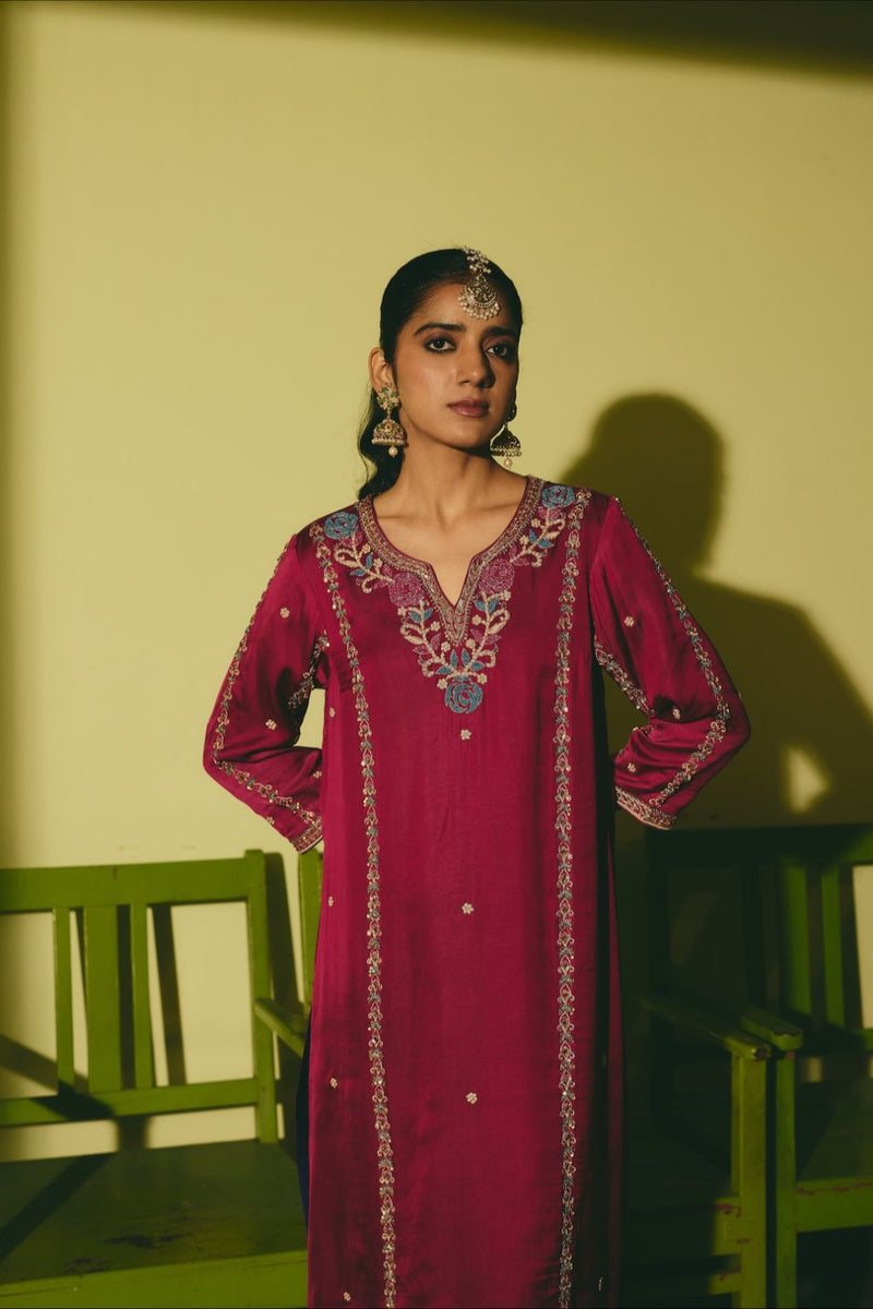 NAUREH & SUHAIL KURTA & PANT satin by Rashika Mittal in multi color for women Worldwide