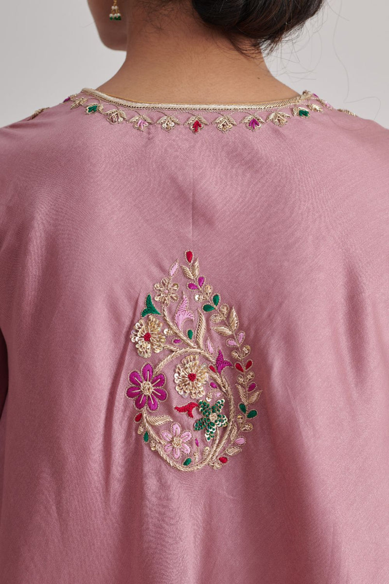 NAVELI & RUHI KURTA & PANT chanderi by Rashika Mittal in pink color for women Worldwide