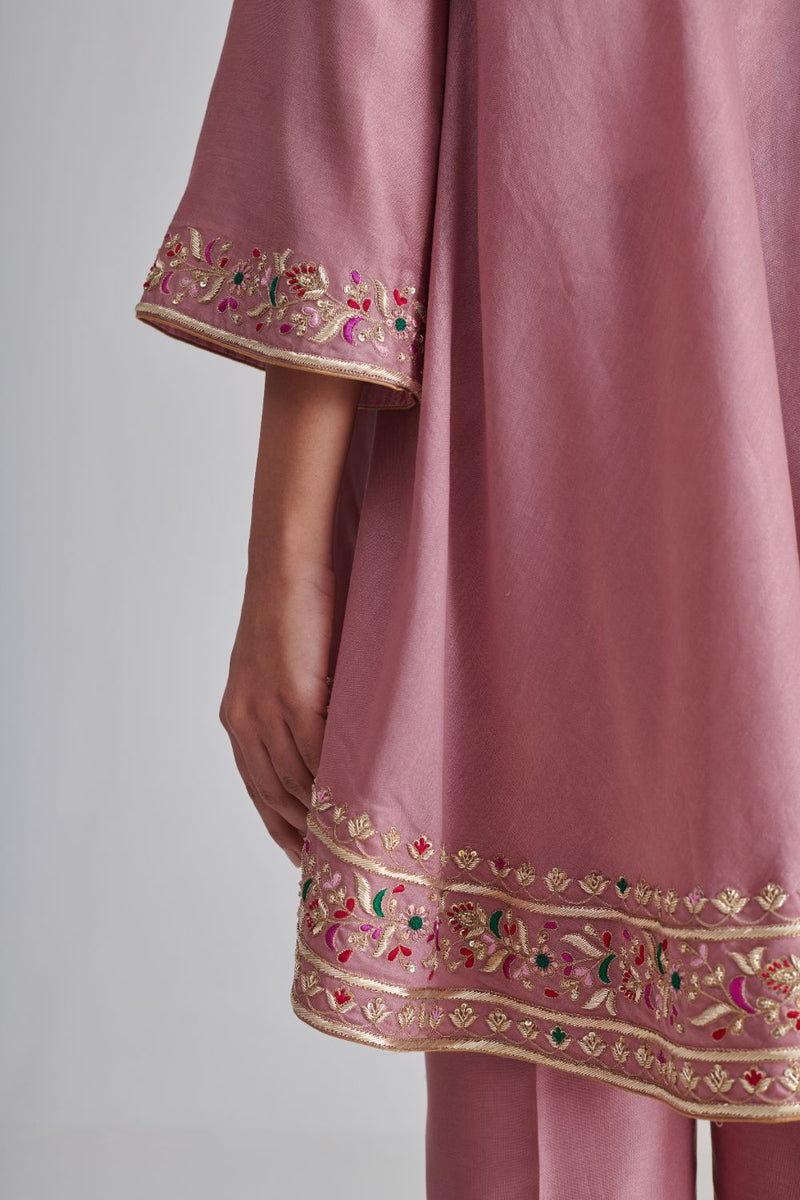 NAVELI & RUHI KURTA & PANT chanderi by Rashika Mittal in pink color for women Worldwide