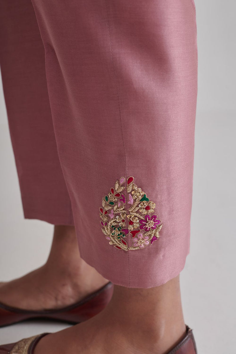 NAVELI & RUHI KURTA & PANT chanderi by Rashika Mittal in pink color for women Worldwide