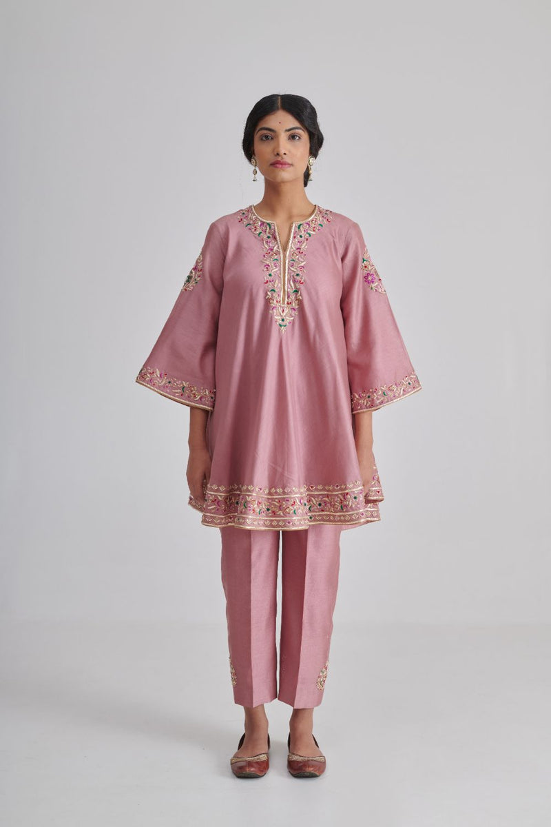 NAVELI & RUHI KURTA & PANT chanderi by Rashika Mittal in pink color for women Worldwide