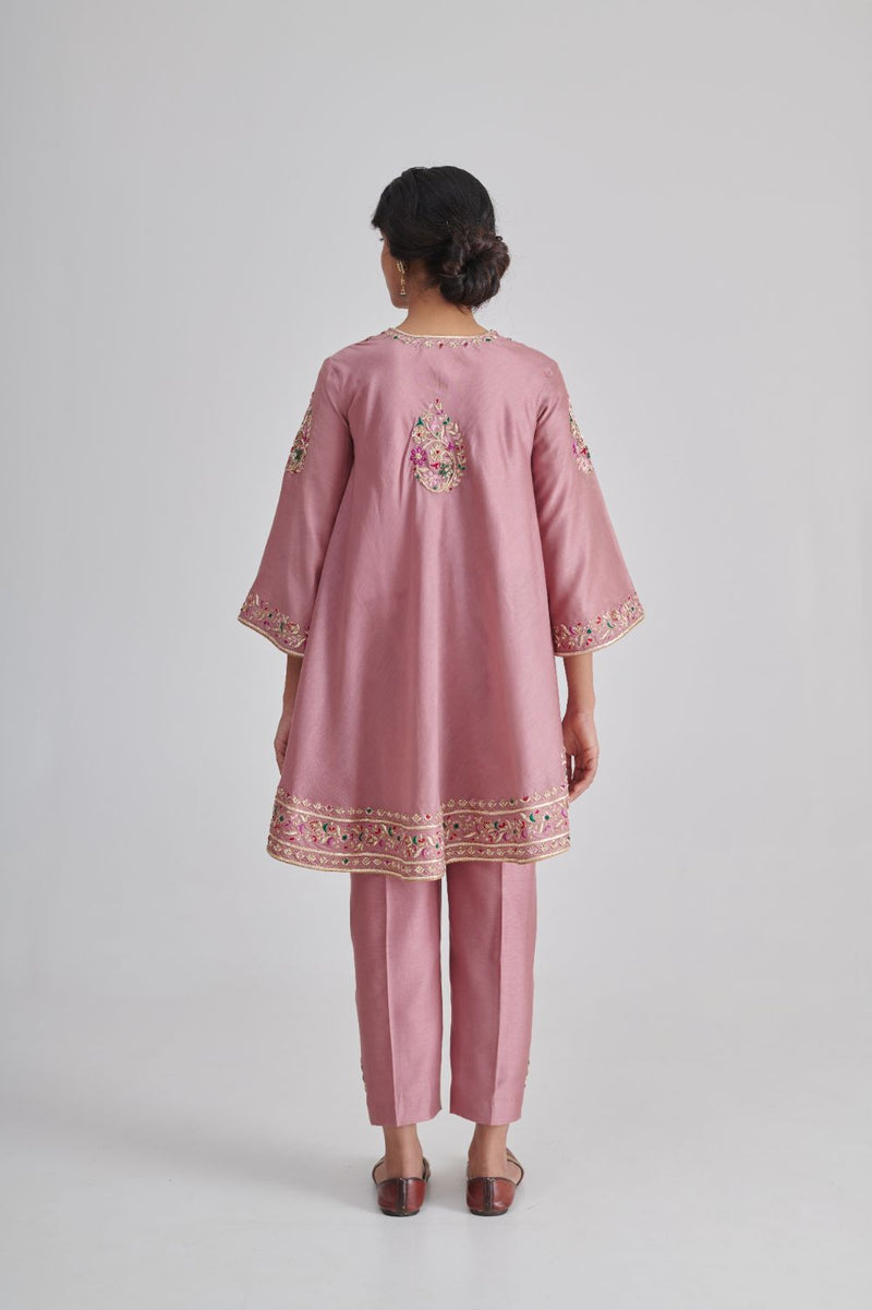 NAVELI & RUHI KURTA & PANT chanderi by Rashika Mittal in pink color for women Worldwide