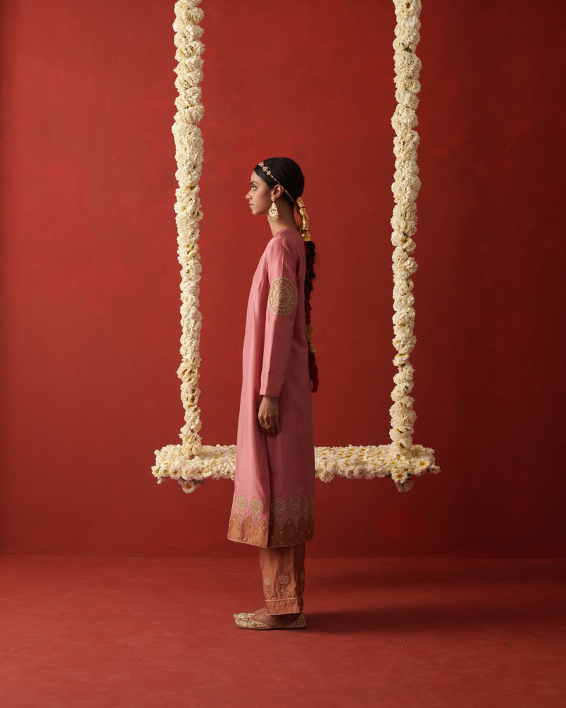 NAZMIYA & RUHMA KURTA & PANT silk by Rashika Mittal in multi color for women Worldwide