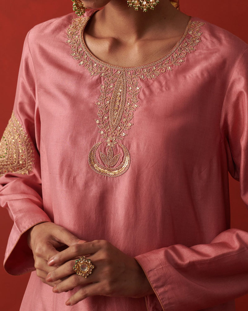 NAZMIYA & RUHMA KURTA & PANT silk by Rashika Mittal in multi color for women Worldwide