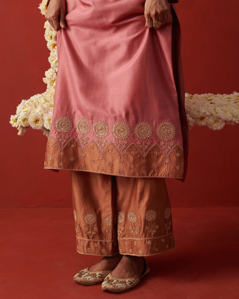 NAZMIYA & RUHMA KURTA & PANT silk by Rashika Mittal in multi color for women Worldwide