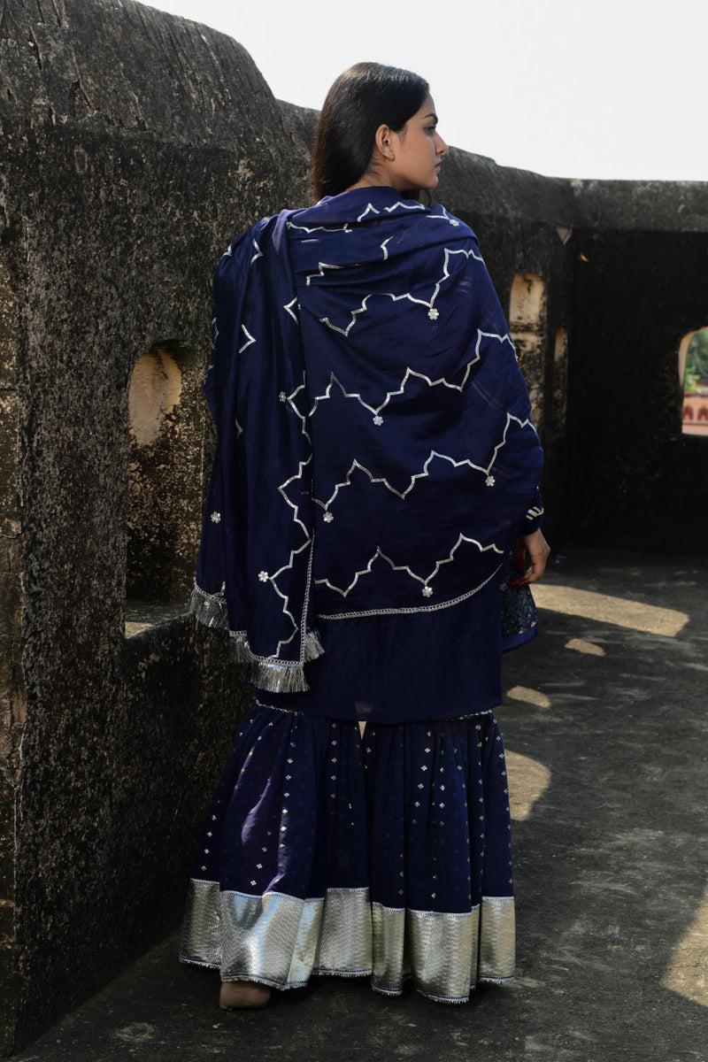 Neelima Kurta Set chanderi by Tokree in blue color for women Worldwide
