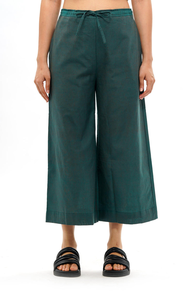 MIDORI PALAZZO 100% cotton by Translate - Handwoven Ikat in green color for women Worldwide