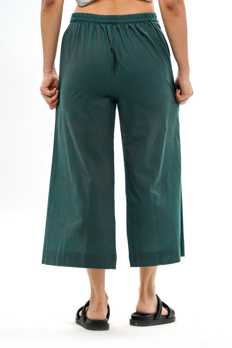 MIDORI PALAZZO 100% cotton by Translate - Handwoven Ikat in green color for women Worldwide