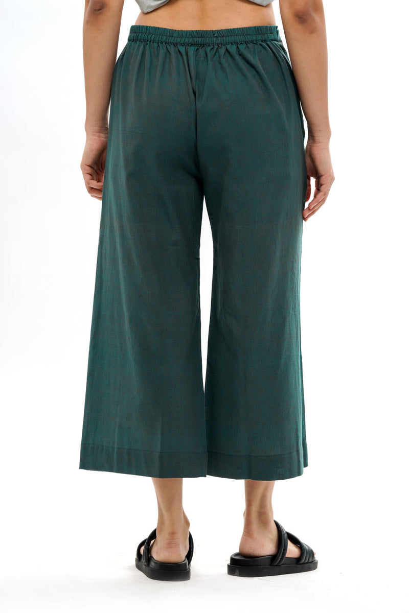 MIDORI PALAZZO 100% cotton by Translate - Handwoven Ikat in green color for women Worldwide