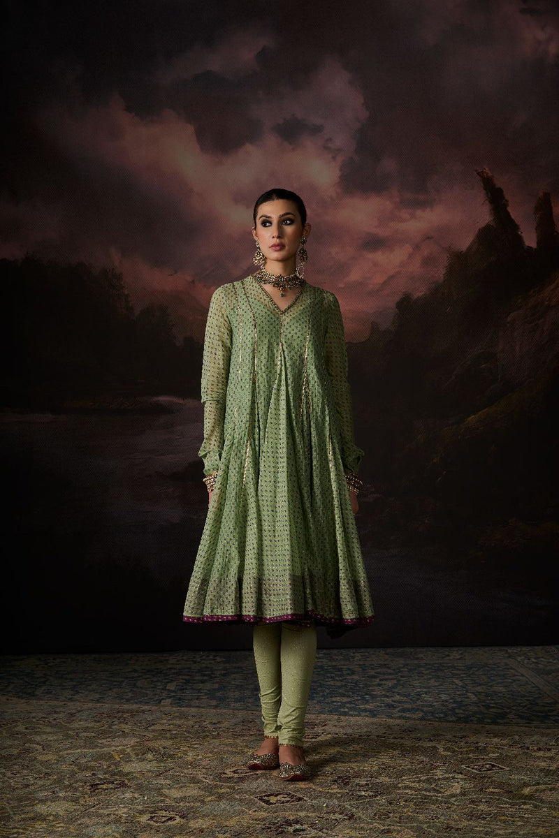 NINA KURTA chanderi by SWATTI KAPOOR in green color for women Worldwide