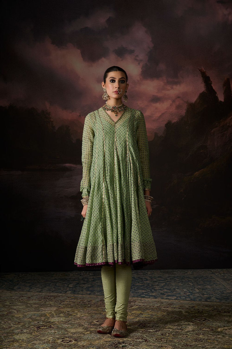 NINA KURTA chanderi by SWATTI KAPOOR in green color for women Worldwide