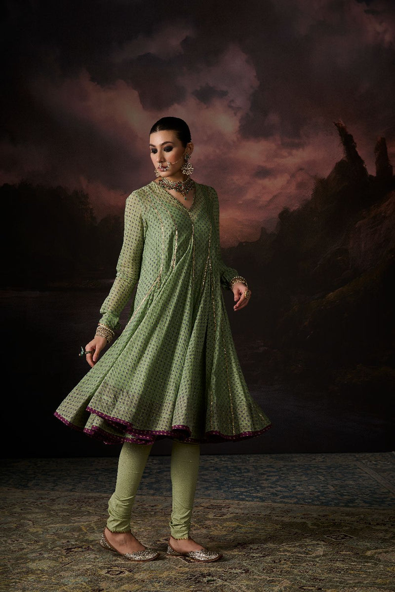 NINA KURTA chanderi by SWATTI KAPOOR in green color for women Worldwide