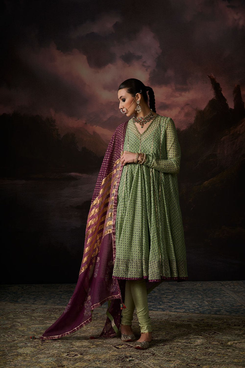 NINA KURTA chanderi by SWATTI KAPOOR in green color for women Worldwide