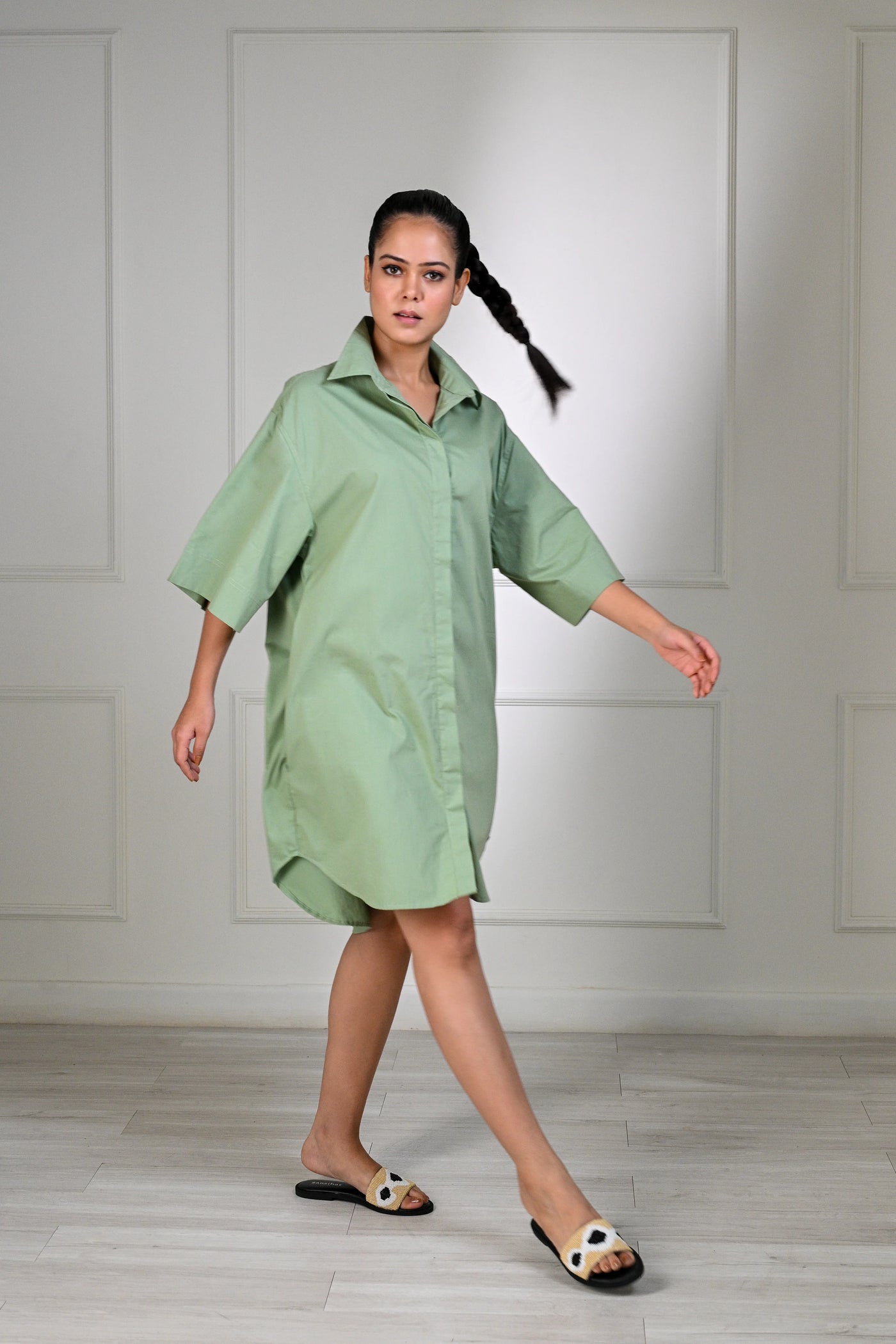 ZL24-05 Classic Shirt Dress-Sage-S/M