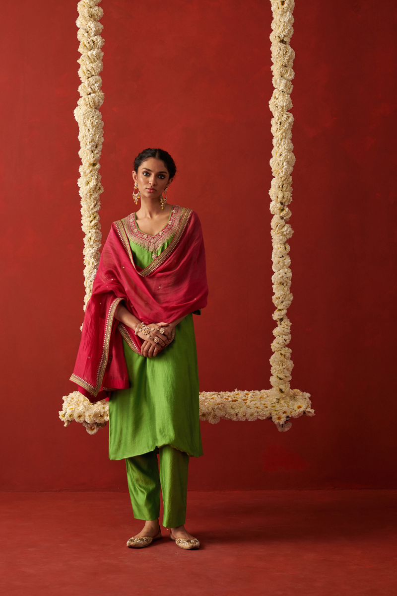 NOOREJHAN DUPATTA silk by Rashika Mittal in pink color for women Worldwide
