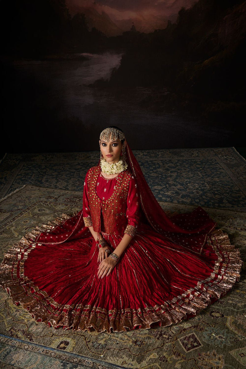 NOOR GILET chanderi by SWATTI KAPOOR in red color for women Worldwide