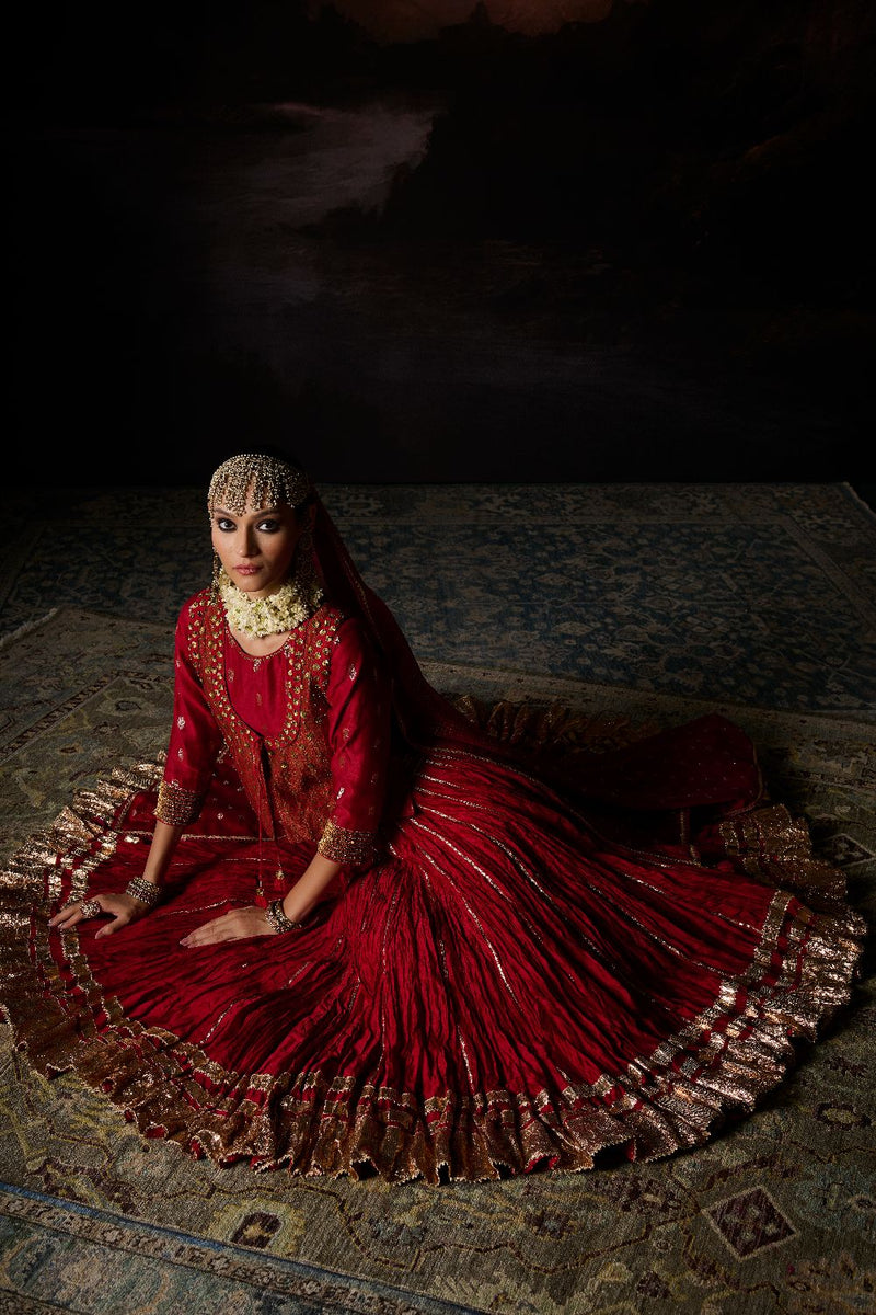 NOOR GILET chanderi by SWATTI KAPOOR in red color for women Worldwide