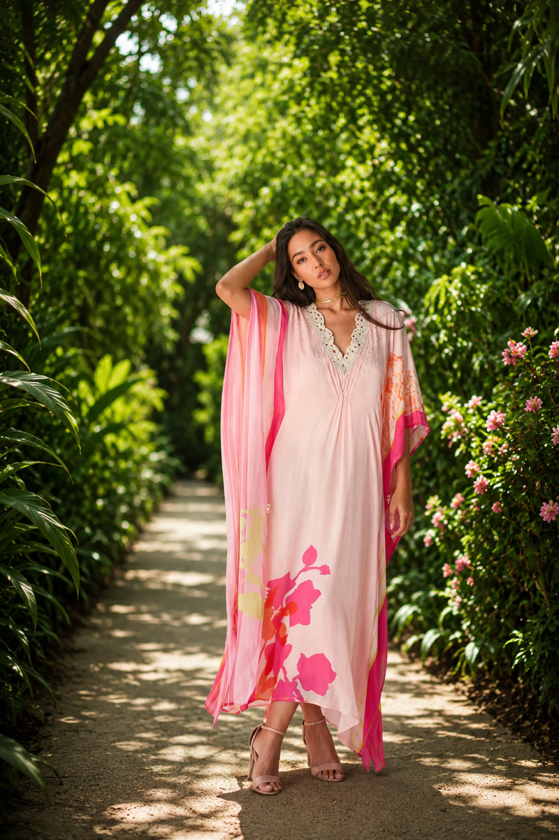 NUDE PEARL KAFTAN Indo-Western Wear by Rajiramniq for women Worldwide