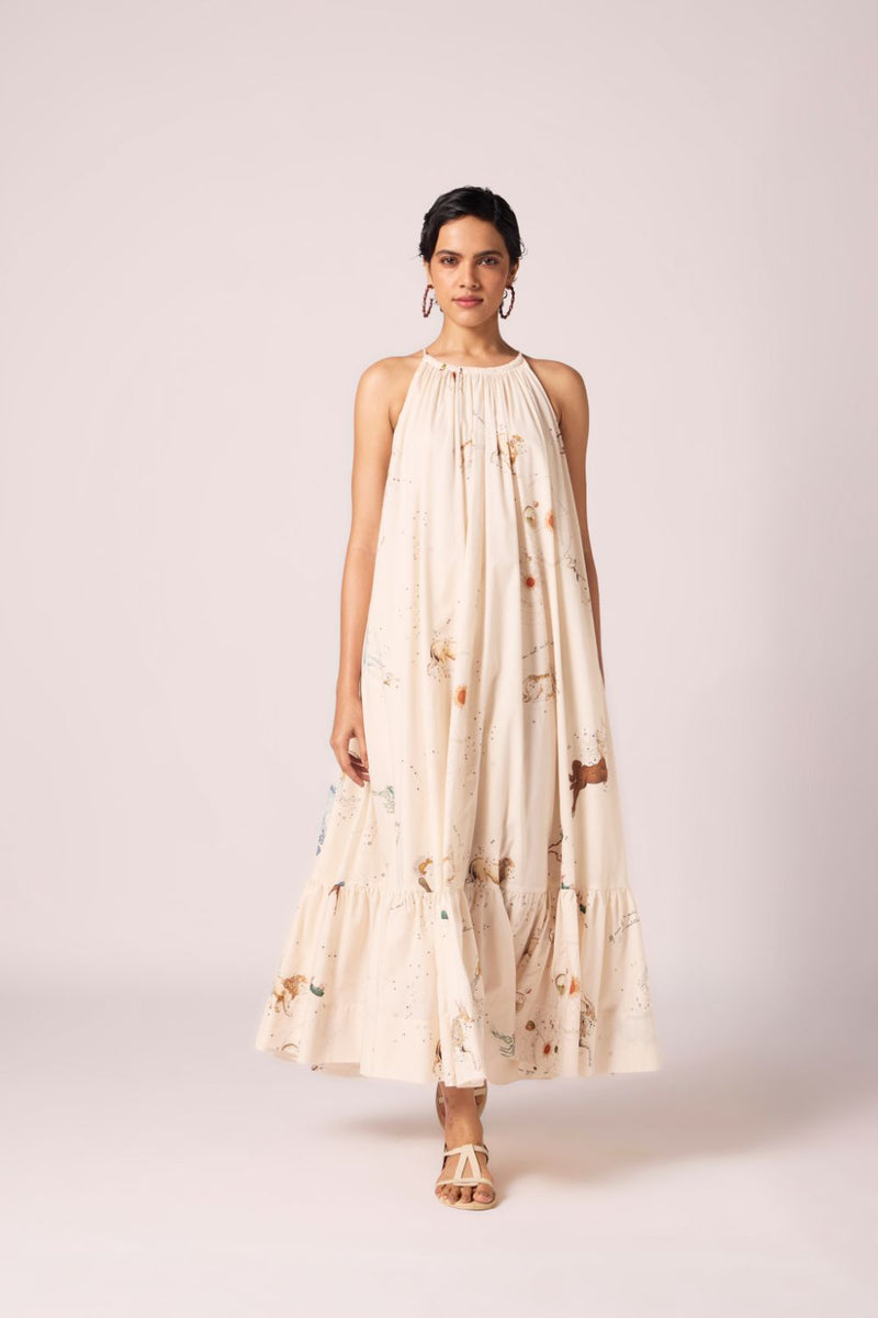 Naiara Zodiac Print Cotton Maxi Dress cotton by The Summer House for women Worldwide