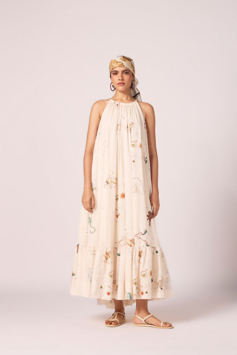 Naiara Zodiac Print Cotton Maxi Dress cotton by The Summer House for women Worldwide
