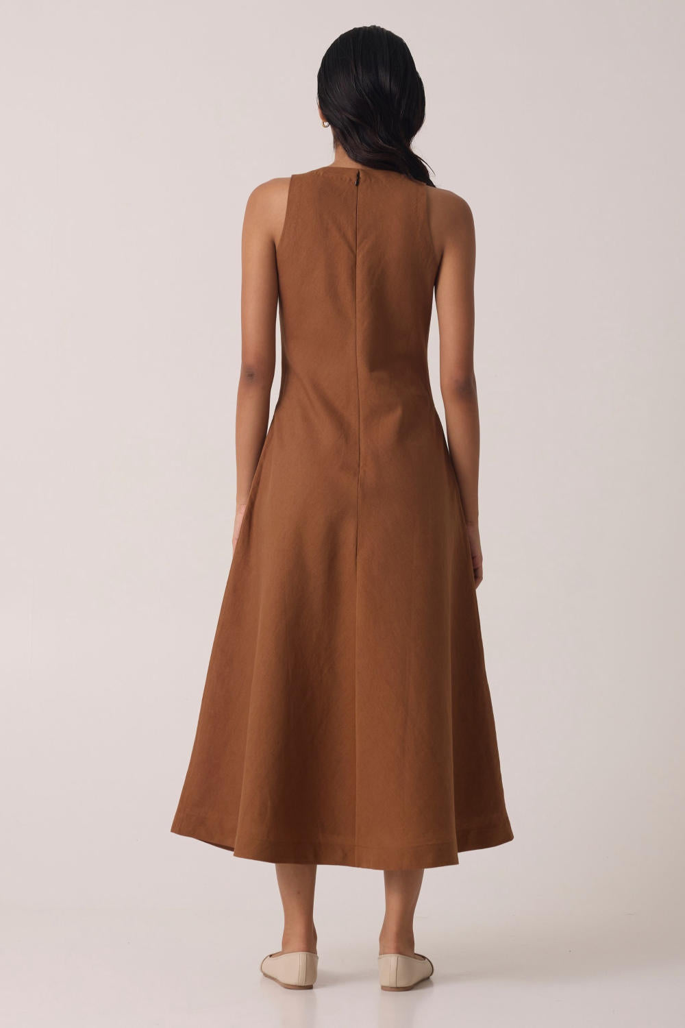 Naomi Brown Linen Cotton Dress